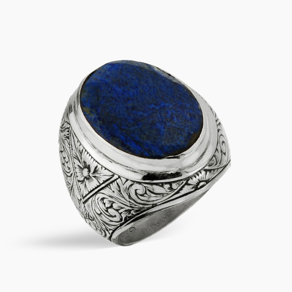 Lapis Lazuli Taşlı Gümüş Erkek Yüzüğü