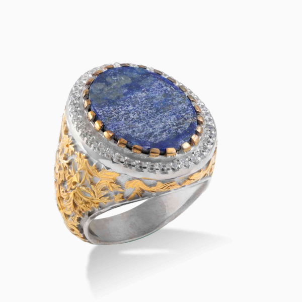 Lapis Lazuli Taşlı Altın Kaplama Yüzük