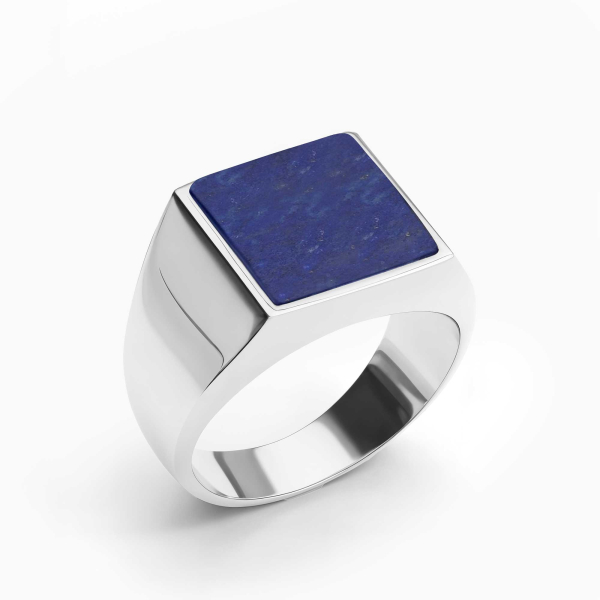 Lapis Lazuli Taşlı Basic Kare Gümüş Yüzük