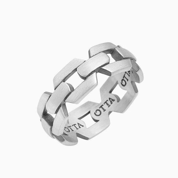 Gümüş Zincir Düz Band Yüzük – 8,5 mm
