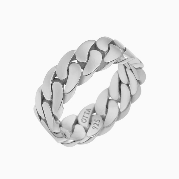 Gümüş Cuban Mat Düz Band Yüzük – 8 mm