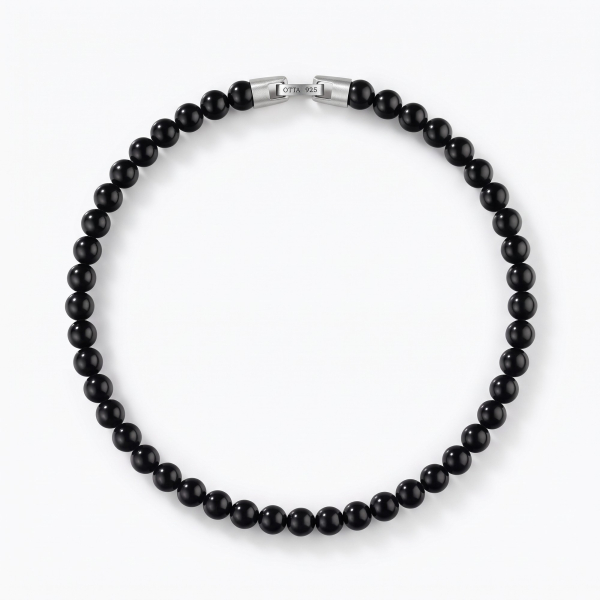 Siyah Oniks Taşlı Boncuk Kolye – 8 mm