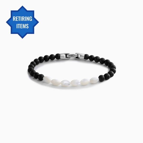 Mother of Pearl & Onyx  Stone Spiritual Beads Bracelet-6mm