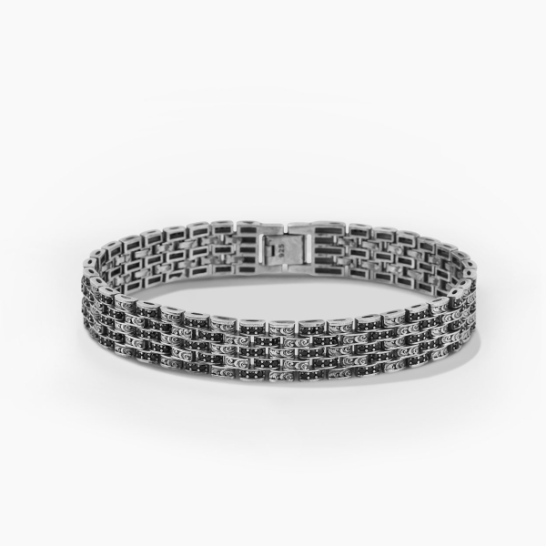 Yarım Siyah Rolex Tarzı Gümüş Bileklik