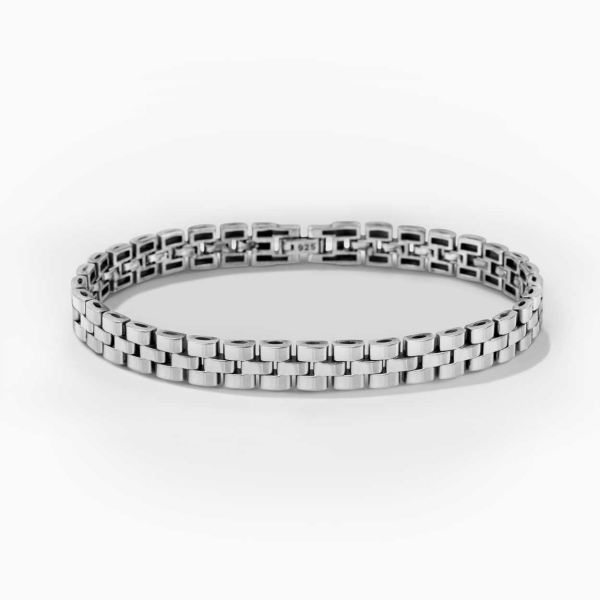 Klasik Parlak 3 Sıra Rolex Tarzı Gümüş Bileklik