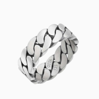 Gümüş Cuban Düz Band Yüzük – 8 mm