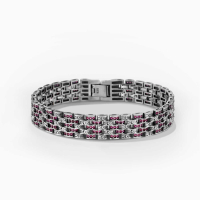 Pembe Serpiştirmeli Gravürlü Rolex Tarzı Gümüş Bileklik